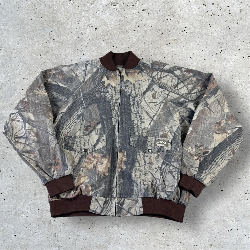 Realtree Camouflage Bomber Jacket with Brown Trim